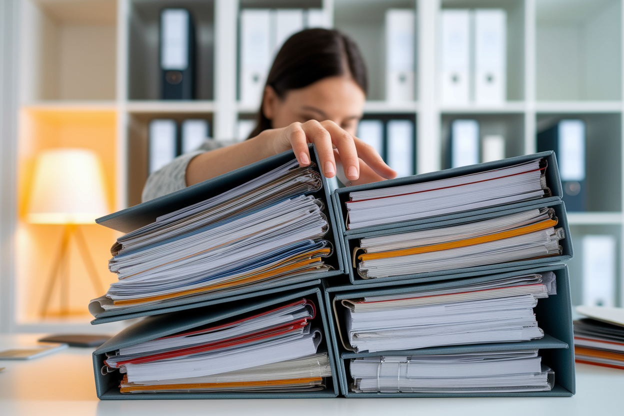 bureau-organise-personne-dos-fichiers