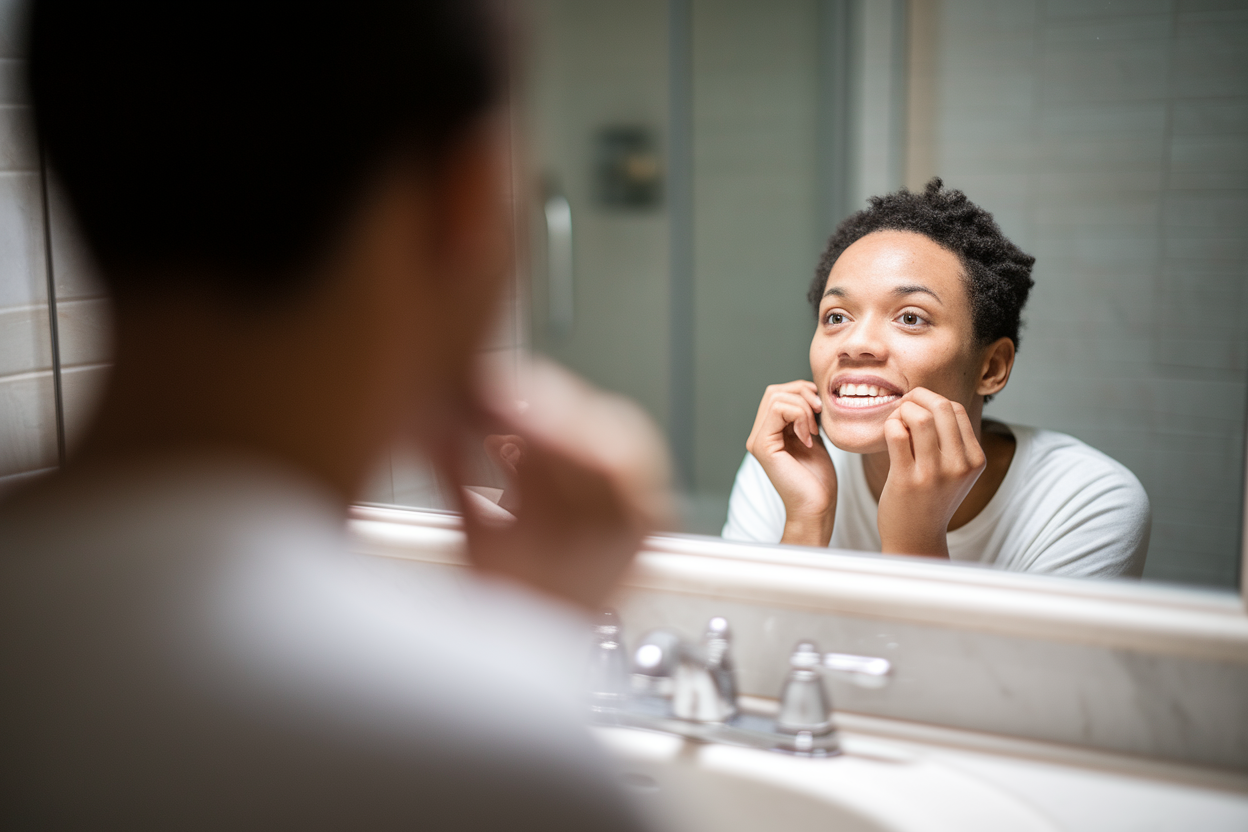 personne-dos-miroir-ajustant-dentier