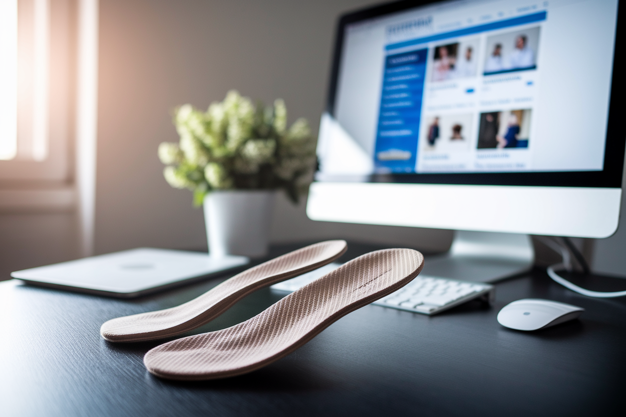 semelles-orthopediques-table-ordinateur-ecran-flou